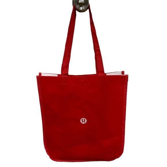 LULULEMON Reusable Large Red Plastic Tote Shopping Bag - Picture 3 of 11